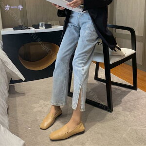 レディース モカシン ローファー フラットシューズ スリッポン ママシューズ コンフォート厚底 通気 カジュアル 春 アプリコット 夏 秋 ドライビングシューズ ローヒール スクエアトゥ 履き