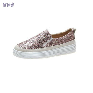 レディース デッキシューズ スリッポン グリッター キラキラ シンプル 黒 シルバー 厚底スリッポン スニーカースリッポン おしゃれ かわいい 通学 レディース靴 厚底スニーカー 大きいサイ