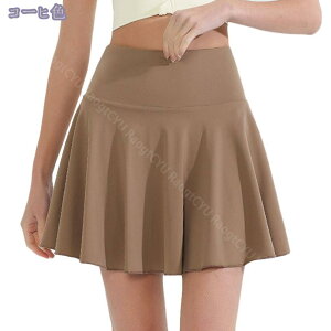 アクティブスカート ミニスカート スコート フレア Aライン レディース トレーニング ウェア ボトムス 運動 テニス ゴルフ ジム ヨガ フィットネス テニススコート インナーパンツ付き テニ