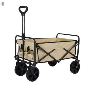キャンプカート 折り畳み 耐荷重150kg 4輪 ワイドタイヤ搭載 特大容量 頑丈 簡単 アウトドア用 調節可能なハンドル 自立収納 イベント おしゃれ ピクニック ゴミ出し ブレーキ付き 大人 持ち
