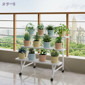 ガーデンラック 3段 スリム キャスター付き アイアン プランタースタンド 鉢植え スタンド 園芸ラック 植物棚 盆栽棚 ガーデニング 園芸 おしゃれ 花棚 植物スタンド 玄関 屋外 室内 フラワ