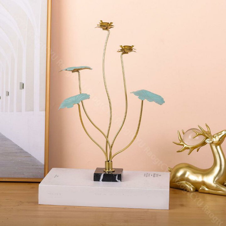 楽天市場】500円OFFクーポン 置物 インテリア アイアン 蓮の花 