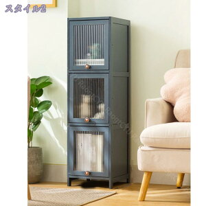 収納ラック 書棚付き スリム 扉付き 収納ラック 組立簡単 コンパクト家具 書籍/雑貨/日用品整理に最適 リビング・ベッドルーム・ワンルーム用 落地型収納家具 書類整理棚 省スペース本棚 Ra