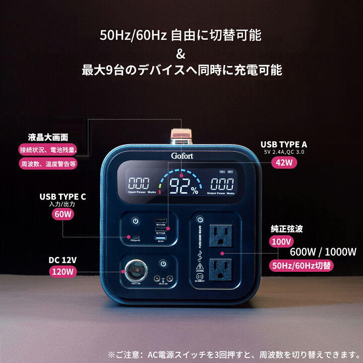 楽天市場】☆10％OFF スーパーセール☆【Gofort】ポータブル電源 600W 