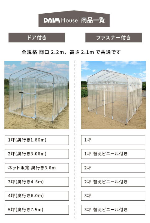 楽天市場】daim ダイムハウス ファスナータイプ 1坪用 (間口2.2m×長さ  