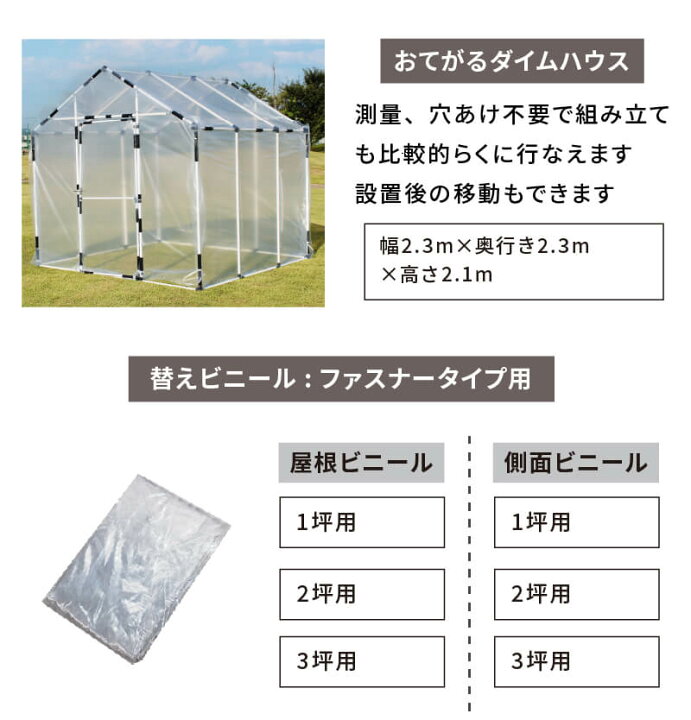 楽天市場】daim ダイムハウス ファスナータイプ 1坪用 (間口2.2m×長さ  
