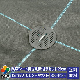 【4月限定ポイント2倍！】daim 防草シート押さえ板付きセット 剣先Uピン20cm 300セット入 訳あり品 園芸 防草 雑草対策 防草シート ピン 押さえ おさえ ガーデニング 家庭菜園 シート 固定 送料無料