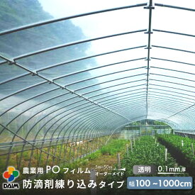 【受注生産品】daim 農業用 POフィルム 透明 防滴剤 練り込みタイプ 0.1mm厚 m単位販売 5~50m 防霧 防滴 農PO オーダーメイド POシート ビニールハウス ポリシート 農ポリ カット クリア