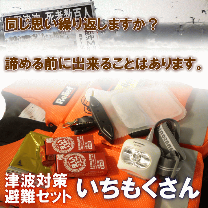 楽天市場】津波防災避難セット いちもくさん XLサイズ：対応体重90