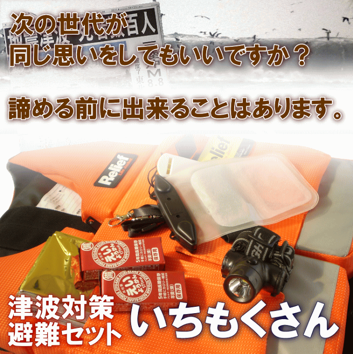楽天市場】津波防災避難セット いちもくさん Мサイズ：対応体重40-60kg