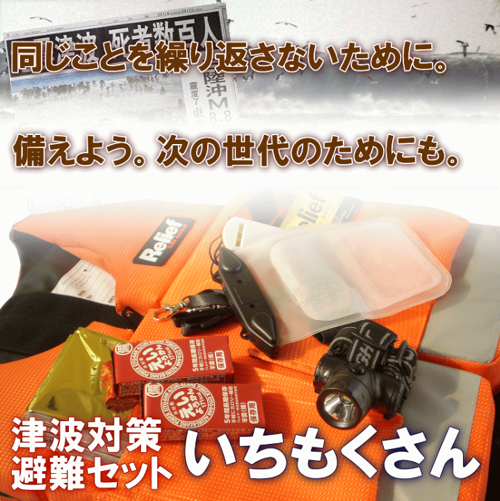 楽天市場】津波防災避難セット いちもくさん Мサイズ：対応体重40-60kg