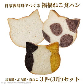 自家製酵母でつくる 福福ねこ食パン マリー・花ちゃん・銀次3匹セット