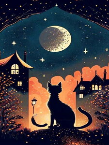 【21-31日!クーポン利用で15%OFF】送料無料 ビーズ刺繍 刺繍キット 5D ダイヤモンドアート 動物 黒猫 初心者 ダイヤモンドペインティングインテリア 趣味 ハンドメイド クロスステッチ ダイア