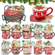 【1-11日！クーポン利用で15%OFF】送料無料 刺繍キット ダイヤモンドアート コースター クリスマス 10枚…