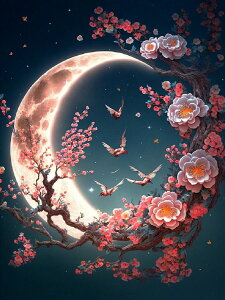 【10%OFFクーポン配布中】送料無料 刺繍キット 5D 風景 月 ダイヤモンドアート キット ビーズ刺繍 フル ダイヤモンドペインティングインテリア 趣味 ハンドメイド クロスステッチ ダイアモン