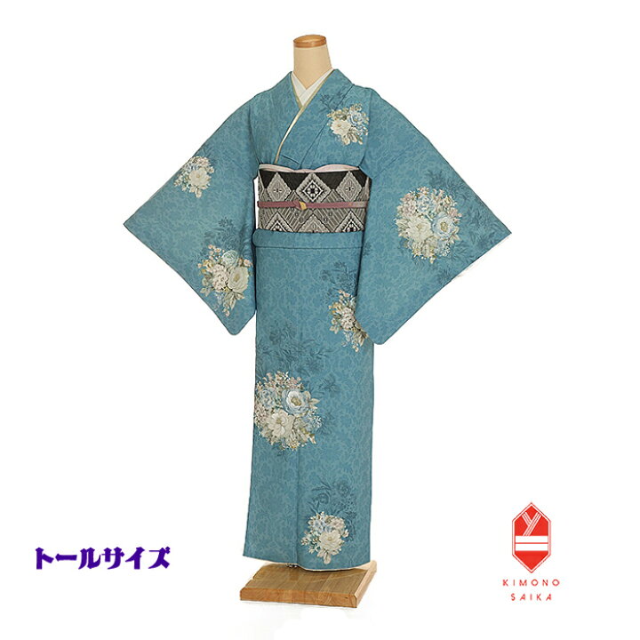 楽天市場】【レンタル】【トールサイズ】訪問着 ブルー 洋花更紗 