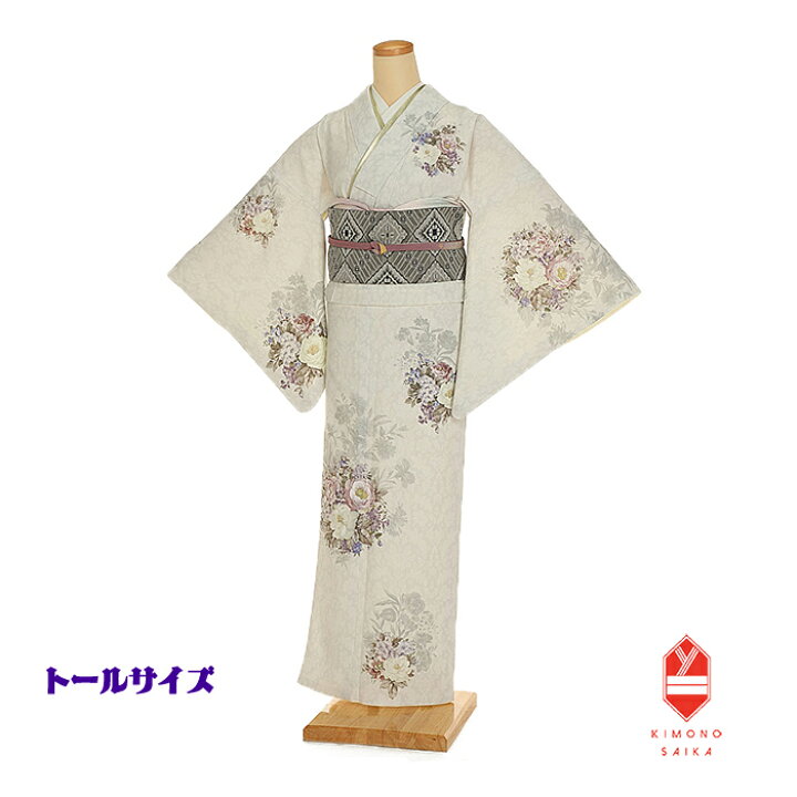 楽天市場】【レンタル】【トールサイズ】訪問着 グレー 洋花更紗 
