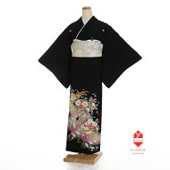 【レンタル】留袖 6516 桔梗に花扇面 正絹 結婚式 披露宴 列席 母親 仲人 モダン 古典 送料無料 フルセッ…