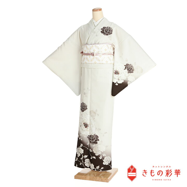 楽天市場】【レンタル】訪問着 6039 アイボリー 白 ベージュ 芍薬  