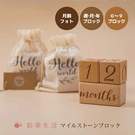 マイルストーンブロック【送料無料】 ニューボーンフォト 月齢フォト 寝相アート 月齢アート 木製 ブロック 育児ダイアリー マンスリーカード 積み木 百日記念 百日祝い フォト 誕生日 成長記録 撮影 出産祝い【あす楽】