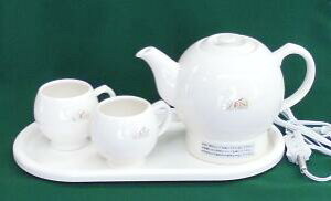 レトロ家電 陶器製 アローサ 電気ポット&カップ&トレー セット(在庫品のためワケあり)*