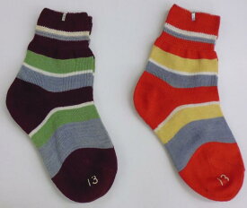 【送料込×2足】レトロなソックス 靴下（13）×2足セット（オレンジ・茶色）（在庫品のためワケあり）*
