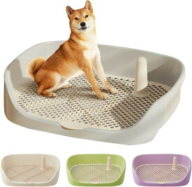 犬 トイレトレー 犬 トイレ ワイド 保護掃除が簡単 ペットトイレ トレーニングトイレ メッシュトレ メッシュトレー 犬トイレトレー 柱付き 訓練しやすい 飛び散り防止壁プレート付き