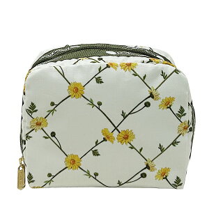X|[gTbN X| |[` LESPORTSAC fB[X Square Cosmetic 6701 HC11 DAISY CROSS ECRU fCW[NXGN