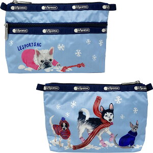 X|[gTbN |[` LESPORTSAC Cosmetic Clutch fB[X 7105 HA77 SNOWY PUPS COSMETIC Xm[EB[pvXRXeBbN  hbO