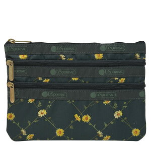 X|[gTbN |[` Wbv|[` LESPORTSAC X| 3-ZIP COSMETIC 7158 HC10 DAISY CROSS GREEN fCW[NXO[