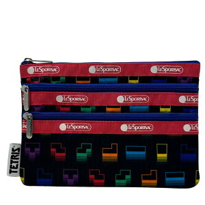���X�|�[�g�T�b�N �|�[�` �W�b�v�|�[�` LESPORTSAC ���X�| 3-ZIP COSMETIC 7158 LC58 TETRIS FALLING BLOCKS/PNK �e�g���X�t�H�[�����O�u���b�N�X/�s���N
