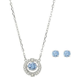 SWAROVSKI ネックレス ピアス スワロフスキー SPARKLING DANCE ROUND PENDANT SET STUD EARRING 5480485 ブルー シルバー