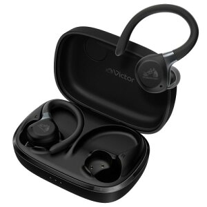 JVC�P���E�b�h Victor HA-EC77T-B ���C�����X�C���z�� Bluetooth 5.4 �m�C�Y�L�����Z�����O �C���[�t�b�N �X�|�[�c �}�C�N�t�� ���^ �y�� �h�� �h�o IP57 �{�̎���6.0g(�Ў�) �ő�40���ԍĐ� �u���b�N