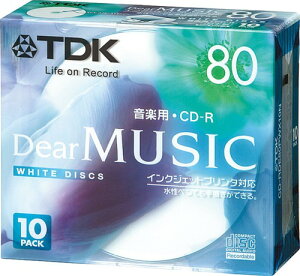 TDK CD-R ���y�p 80�� �z���C�g�f�B�X�N �C���N�W�F�b�g�v�����^�Ή�(���C�h) 10���p�b�N CD-RDE80PWX10N