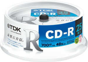 TDK �f�[�^�pCD-R 700MB 48�{���Ή� �z���C�g���C�h�v�����^�u�� 25���X�s���h�� CD-R80PWDX25PE