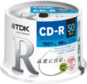 TDK �f�[�^�pCD-R 700MB 48�{���Ή� �z���C�g���C�h�v�����^�u�� 50���X�s���h�� CD-R80PWDX50PE