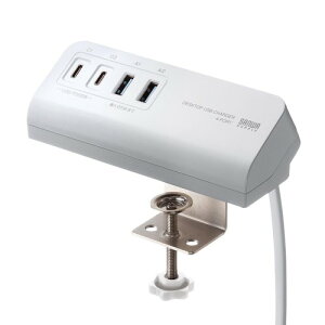 �T�����T�v���C USB PD 65W �N�����v�� USB�[�d�� Type-C 2 A �v4�|�[�g PPS�Ή� �f�X�N�Œ�10 40mm ACA-PD106W �z���C�g / �u���b�N PD�Ή��N�����v��AC�[�d�� PD65W ACA-PD106BK