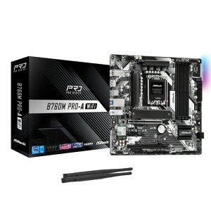 ASRock �}�U�[�{�[�h Intel ��12���� 13���� CPU LGA1700 �Ή� B760�`�b�v�Z�b�g �����i B760M Pro-A WiFi DDR5 Bluetooth���� Micro ATX RS/D4 DDR4 6E HDMI DisplayPort eDP �C���e�� 192GB