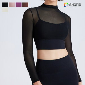 【全品対象2個で13%OFFクーポン配布中】 トップブラ ヨガウェア レディース tシャツ おしゃれ ストレッチ メッシュ 長袖 トップス セクシー ホットヨガ かわいい ジムウェア ランニングウェ