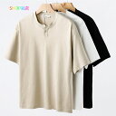 tシャツ メンズ 半袖 おしゃれ ヘンリーネック ティシャツ 半袖tシャツ バンドカラー ゆったり カジュアル シンプル 大きいサイズ ビジネス ティーシャツ 無地 カットソー トップス