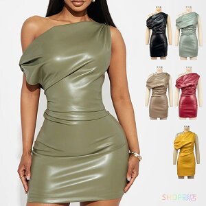 【全品対象2個で13%OFFクーポン配布中】 ワンピース ミニ セクシー フェイクレザー ボディコン ドレス セクシー マイクロミニ タイト ミニドレス コスプレ ボディライン 衣装 仮装 コスプレ