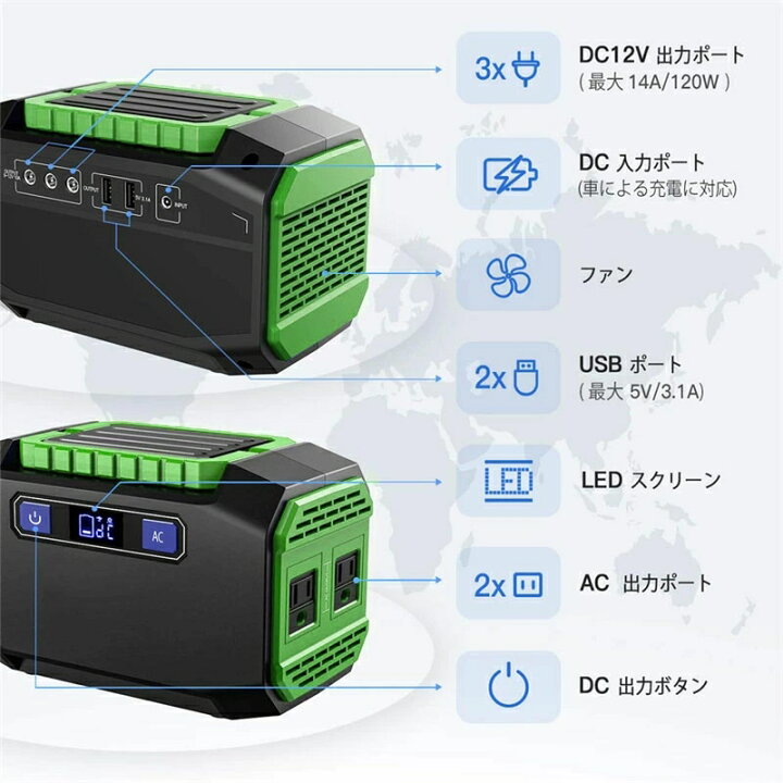 楽天市場】ポータブル電源 45000mAh/167Wh スマホ充電 充電器 緊急電源 