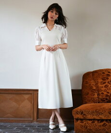 ワンピース 半袖ワンピース レディース 半袖 ドッキングワンピース シフォン ビスチェ 襟付き 春 春物 春夏 ミモレ丈 ロング丈 フレアシルエット 大人 着痩せ おしゃれ 可愛い オフィス 女の子 SAISON DE PAPILLON sdp0084