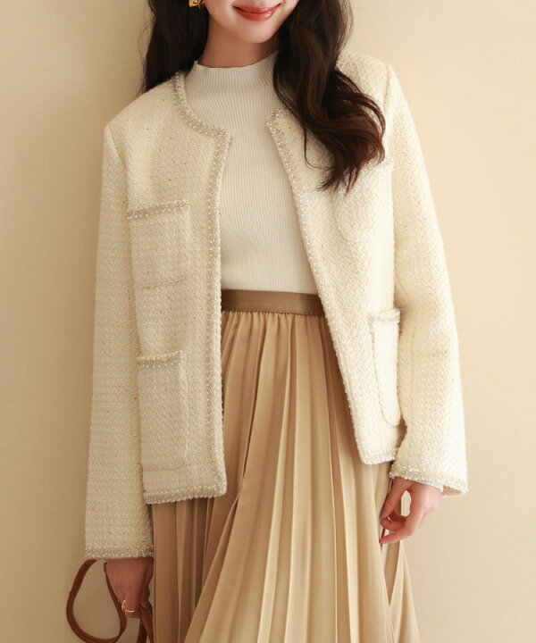 楽天市場】ジャケット レディース ツイードジャケット アウター ノー  