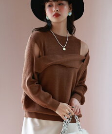 ニット トップス 長袖 秋 冬 秋冬 ショルダースリット オープンショルダー ニットトップス 肌みせ 肩開き クルーネック 長袖 ロングスリーブ 袖長め リブニット オーバーサイズ 大きめ ルーズ SAISON DE PAPILLON トップス