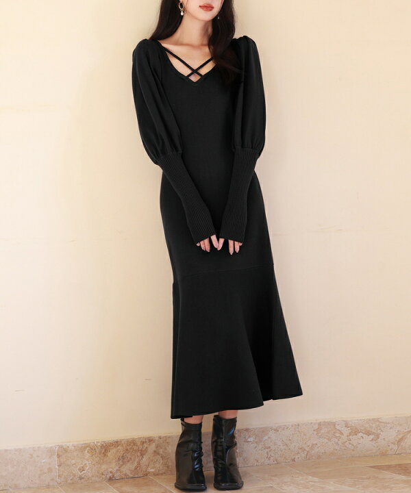 楽天市場】ワンピース レディース ニットワンピース 長袖 Vネック  