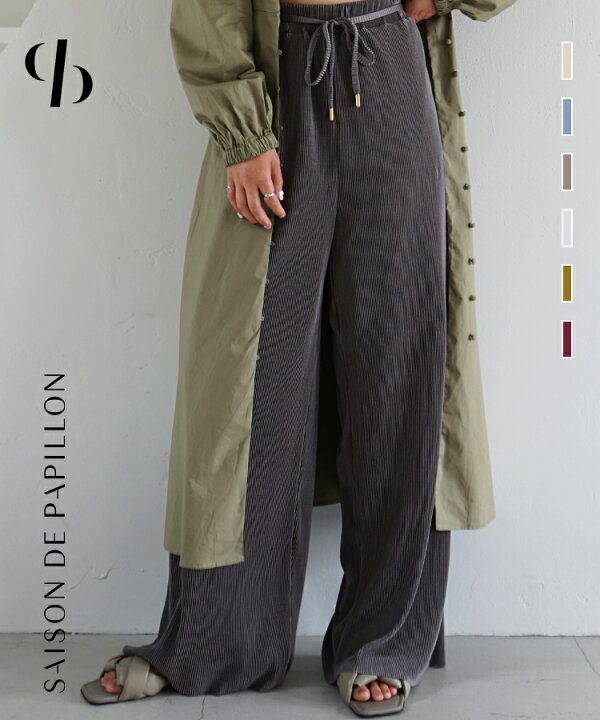 楽天市場 ワイドパンツ 秋 冬 秋冬 春 レディース パンツ リブパンツ リブ カットソー ウエストゴム イージーパンツ ゴム ズボン 丈長 ロング丈 美脚 ストレッチ 伸縮性 カジュアル ゆったり ボトムス 大人 Saison De Papillon 送料無料 Ah0318a Saison De Papillon