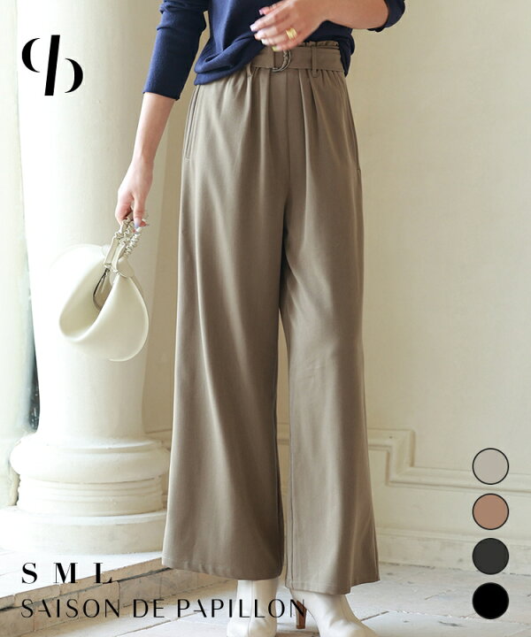 楽天市場 ワイドパンツ 秋 春 大きいサイズ レディース ワイド パンツ きれいめ タック ウエストゴム ゴム ストレートパンツ オフィスカジュアル 美脚 ウエストベルト ベルト付き ボトムス 大人 オフィス 通勤 Ol Saison De Papillon Sdp0025 Saison De Papillon