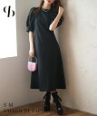 【期間限定→1,797円】ワンピース ミモレ丈 レディース 春 夏 春夏 パフスリーブ 半袖 フレア ボリュームスリーブ クルーネック バッグオープン Aライン ウエスト絞り ロング丈 上品 大人 ヒップ隠し フォーマル SAISON DE PAPILLON sdp0098