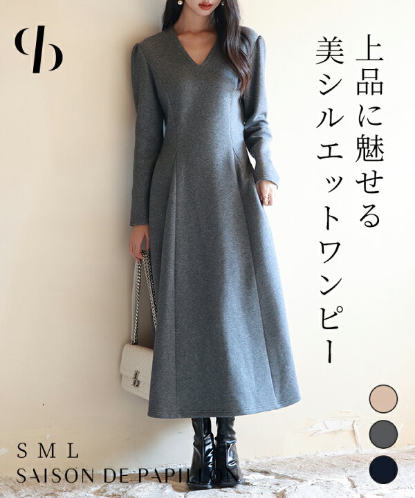 楽天市場】ワンピース レディース ゴアードワンピース Vネック ロング  